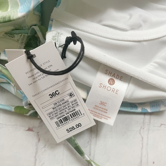 [Shade & Shore] NWT blue and green floral bikini 36C/Small - Picture 4 of 4